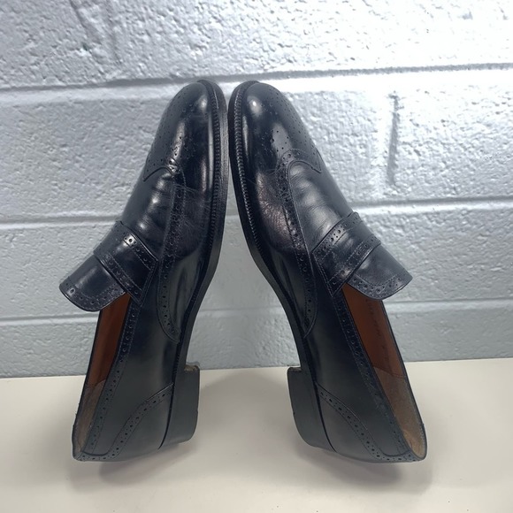 Salvatore Ferragamo Black Wingtip Oxford Driving Shoes Leather Slip On Mens 9 - Picture 6 of 8